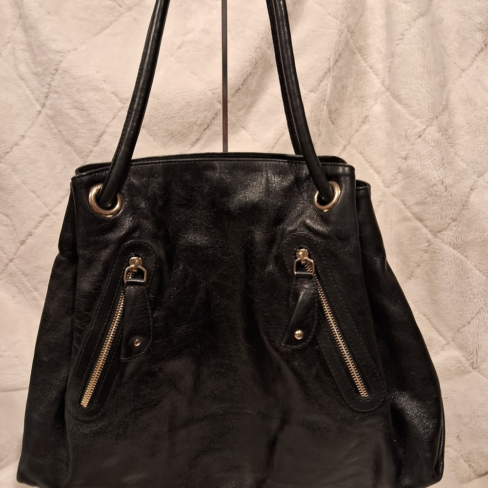 Elegant Furla Large Black Leather Handbag Mint Condition